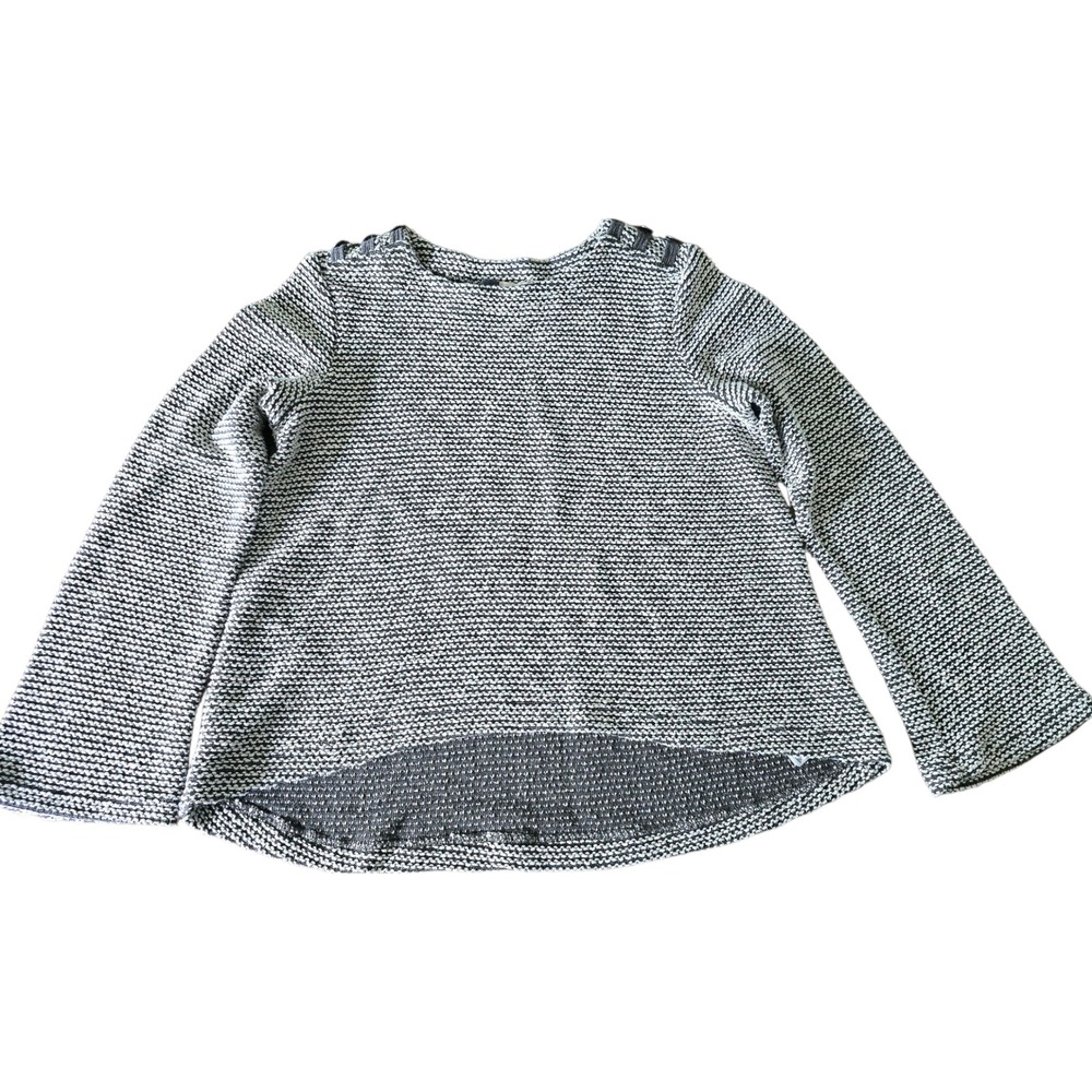 Roxy Knit Top‎ Bell Sleeve Black & White Textured Knit Small
